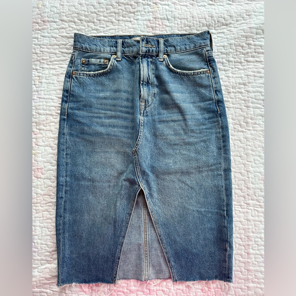 Free People Denim Button Skirt